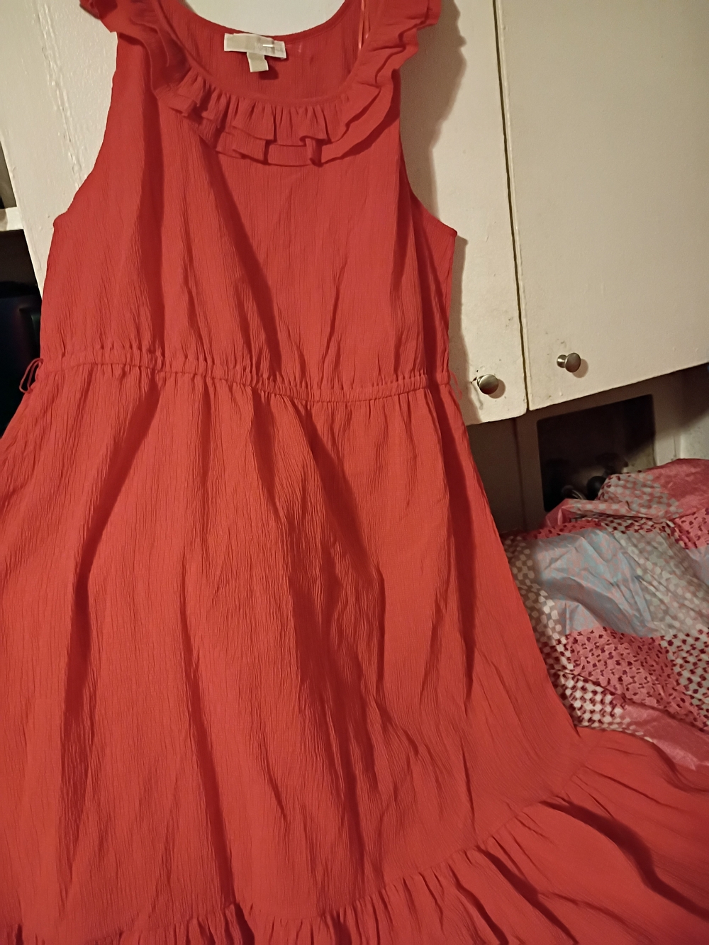 Michael Kors Coral Ruffle-Trim Maxi Dress
